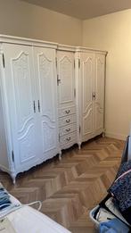 Witte eikenhouten kleerkast met origineel beslag, Huis en Inrichting, Ophalen, Gebruikt, Eikenhout, 200 cm of meer