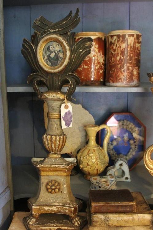 Antiek 18e eeuws frans reliekhouder St. Christoffel reliek, Antiek en Kunst, Antiek | Religie, Ophalen of Verzenden