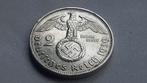 WO2 2 Reichsmark 1939G zilver nazi duitsland., Postzegels en Munten, Ophalen of Verzenden, Duitsland, Losse munt, Zilver