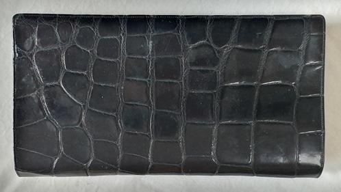 Vintage clutch / handtas van zwart krokodillenleer., Sieraden, Tassen en Uiterlijk, Tassen | Damestassen, Gebruikt, Handtas, Zwart