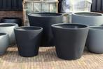 Grote ronde bloempotten XL grijs antraciet Planter terras