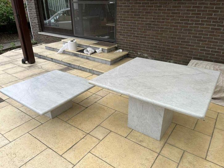 2 marmeren eettafel en salontafel, Huis en Inrichting, Tafels | Eettafels, Zo goed als nieuw, 50 tot 100 cm, 100 tot 150 cm, Rechthoekig
