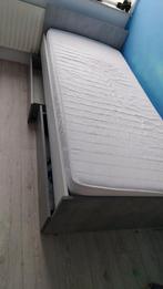 1-persoonsbed wit/grijs met lades + nachtkastje, Ophalen, 90 cm, Eenpersoons, Wit