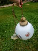 Antieke hanglamp melkglas rozen, Huis en Inrichting, Lampen | Hanglampen, Ophalen of Verzenden, Zo goed als nieuw, Minder dan 50 cm