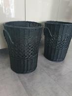2 mooie zwarte wasmanden manden rotan webbing, Ophalen of Verzenden, Zo goed als nieuw, Rond, Riet
