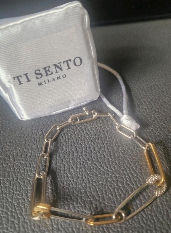 Ti Sento armband, Sieraden, Tassen en Uiterlijk, Armbanden, Zo goed als nieuw, Zilver, Zilver, Met bedels of kralen, Met kristal