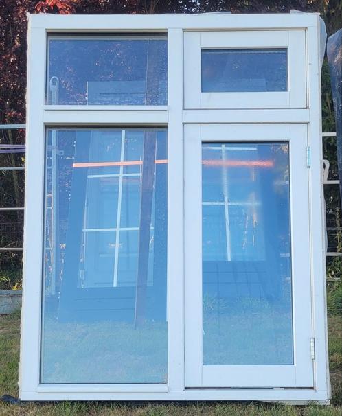 2 mooie hardhouten raamkozijnen met bovenlicht en draairaam, Doe-het-zelf en Verbouw, Glas en Ramen, Ophalen