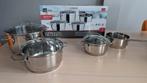 7-delige Pannenset - Weinig Gebruikt, Huis en Inrichting, Keuken | Potten en Pannen, Ophalen, Zo goed als nieuw, Rvs, Pannenset