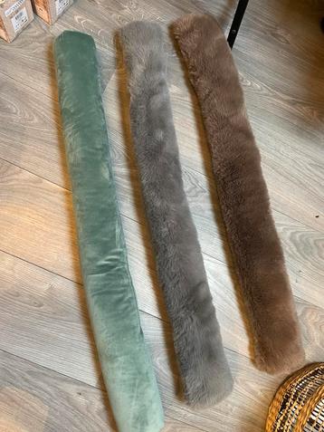 3 Nieuwe fluffy tochtstoppers deurstoppers grijs groen bruin beschikbaar voor biedingen