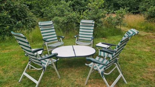 Complete set Crespo Tuinstoelen met Tafel, Caravans en Kamperen, Kampeermeubelen, Zo goed als nieuw, Campingtafel, Ophalen