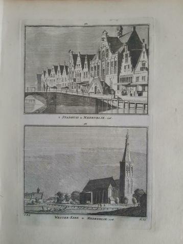 365-366*/ Stadhuis en Westerkerk te Medemblik  gravure 1752 beschikbaar voor biedingen
