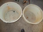 3 plastic tonnen, 65 cm doorsnede, 35cm hoog, 80 liter inh., 75 tot 150 liter, Verzenden, Gebruikt, Kunststof