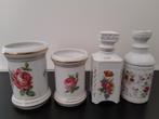 Kannetjes / vaasjes met bloemetjes 4 stuks, Huis en Inrichting, Wit, Aardewerk of Porselein, Ophalen of Verzenden, Zo goed als nieuw