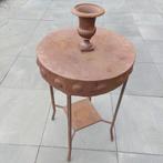 Brocante smeedijzeren tafel tuintafel rond industrieel, Ophalen