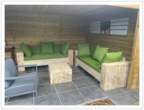 Steigerhout Loungebank Tuinset Terras Banken Tuin Meubelen, Tuin en Terras, Tuinsets en Loungesets, Nieuw, Loungeset, Steigerhout