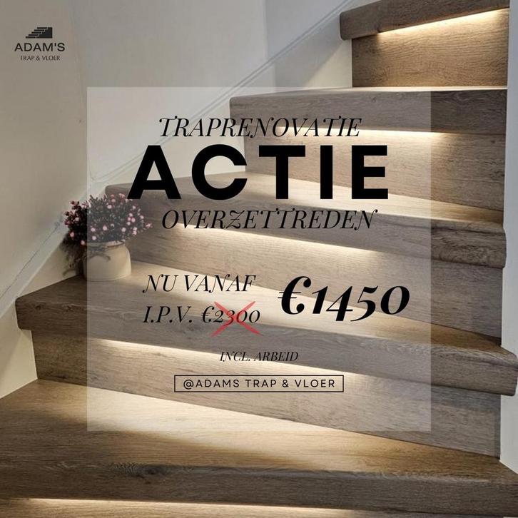 Traprenovatie OVERZETTREDEN ACTIE!, Huis en Inrichting, Stoffering | Vloerbedekking, Nieuw, Laminaat, 75 m² of meer, Ophalen