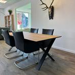 Nieuwe eikenhouten tafel – 2m met zwarte X-poten, Verzenden, ., Eikenhout, 50 tot 100 cm