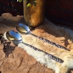 Vintage 'Silea' verzilverd slabestek met bladeren details, Antiek en Kunst, Antiek | Bestek, Ophalen of Verzenden