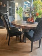 Lloyd Loom rieten eetkamerstoelen (6), Huis en Inrichting, Ophalen, Zo goed als nieuw, Bruin, Vier