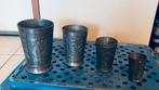 Set van 4 bewerkte tinnen bekers, Ophalen of Verzenden