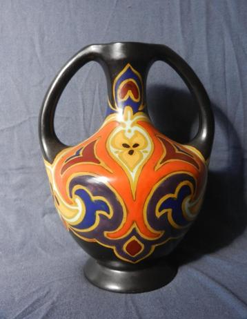 Plateel vaas met twee oren Gelria Arnhem decor Camy h 20,5cm beschikbaar voor biedingen