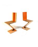 Set van 2 vintage Zig Zag stoelen ‘90, Huis en Inrichting, Stoelen, Twee, Ophalen of Verzenden, Zo goed als nieuw, Metaal