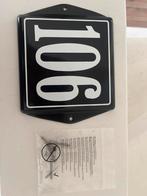 Emaille Huisnummer Bordje 106 - Nieuw Zwart Wit, Ophalen of Verzenden, Nieuw