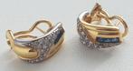 Prachtige gouden oorbellen met diamant en saffier 14 karaats, Sieraden, Tassen en Uiterlijk, Oorbellen, Hangers, Ophalen of Verzenden