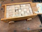 Houten blokken in houten bak op wielen, Ophalen of Verzenden, Gebruikt, Overige merken