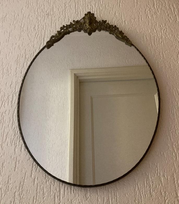SPIEGEL OVAAL VINTAGE (A2 MSTRCHT-EINDH-UTRCHT-BRDA-DVTR), Antiek en Kunst, Antiek | Spiegels, Minder dan 50 cm, Minder dan 100 cm
