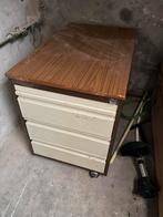 Vintage Ladekast Bureau met 3 Lades, Ophalen, Met wielen, Gebruikt, Bureau
