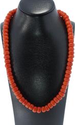 Fraai antieke bloedkoraal kaasjes ketting 14k gouden slot, Ophalen of Verzenden, Goud, Ketting, Met edelsteen