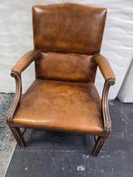 Echt leren fauteuil, cognac kleur, Huis en Inrichting, Fauteuils, Ophalen, Gebruikt, Klassiek, 50 tot 75 cm