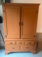 Massief Houten Kledingkast, Huis en Inrichting, Ophalen, Gebruikt, 100 tot 150 cm, Met lade(s)