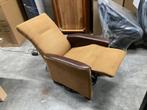 relaxfauteuil op draaipoot stof en leer ALS NIEUW, Huis en Inrichting, Fauteuils, Stof, Minder dan 75 cm, Ophalen of Verzenden