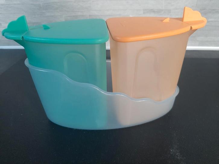 Tupperware roomsetje of hagelslag strooibusjes in houder, Huis en Inrichting, Keuken | Tupperware, Overige typen, Ophalen of Verzenden