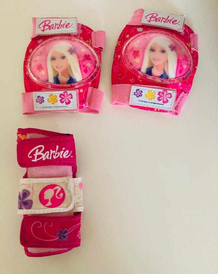 Barbie kniebeschermers + polsbeschermers voor kinderen, Sport en Fitness, Skeelers, Gebruikt, Bescherming, Kinderen, Verstelbaar