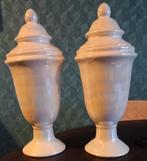 Set van 2 Sier Vazen Kaststel ZGAN Gebroken Wit, Overige kleuren, Ophalen of Verzenden, Minder dan 50 cm, Glas