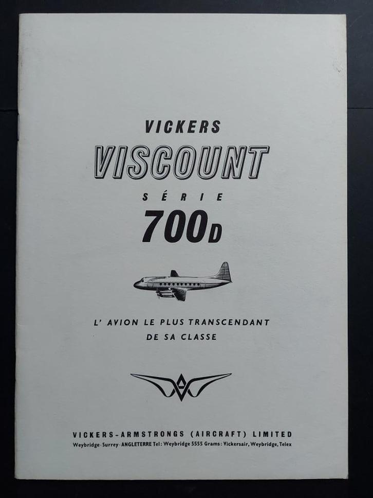 Franstalig boekje van de Viscount 700D (N178), Verzamelen, Luchtvaart en Vliegtuigspotten, Gebruikt, Boek of Tijdschrift, Ophalen of Verzenden