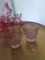 Twee kleine oude vintage glaasjes met roze gouden accenten, Ophalen of Verzenden, Gebruikt, Borrel- of Shotglas