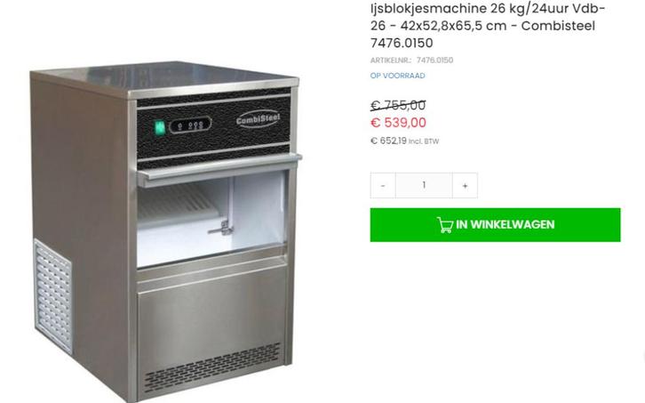 ijsblokjesmachine Combisteel, Witgoed en Apparatuur, IJsmachines, Gebruikt, Zelfvriezend, Ophalen