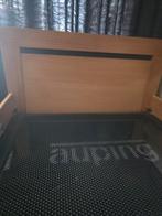 Eenpersoonsbed houtlook – 215x95 cm, Huis en Inrichting, Slaapkamer | Bedden, Ophalen, Gebruikt, 90 cm, Eenpersoons