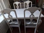 Leuke 120cm brede witte keukentafel met 4 stoelen., Ophalen, Gebruikt, 100 tot 150 cm, Minder dan 100 cm
