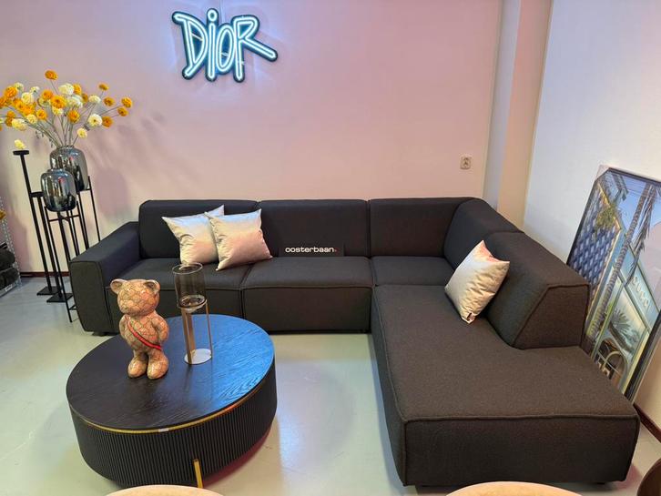 ACTIE Luxe Boucle Teddy Elementen Hoekbank 300x230cm Zwart, Huis en Inrichting, Banken | Bankstellen, Nieuw, Hoekbank, Vierpersoons of meer