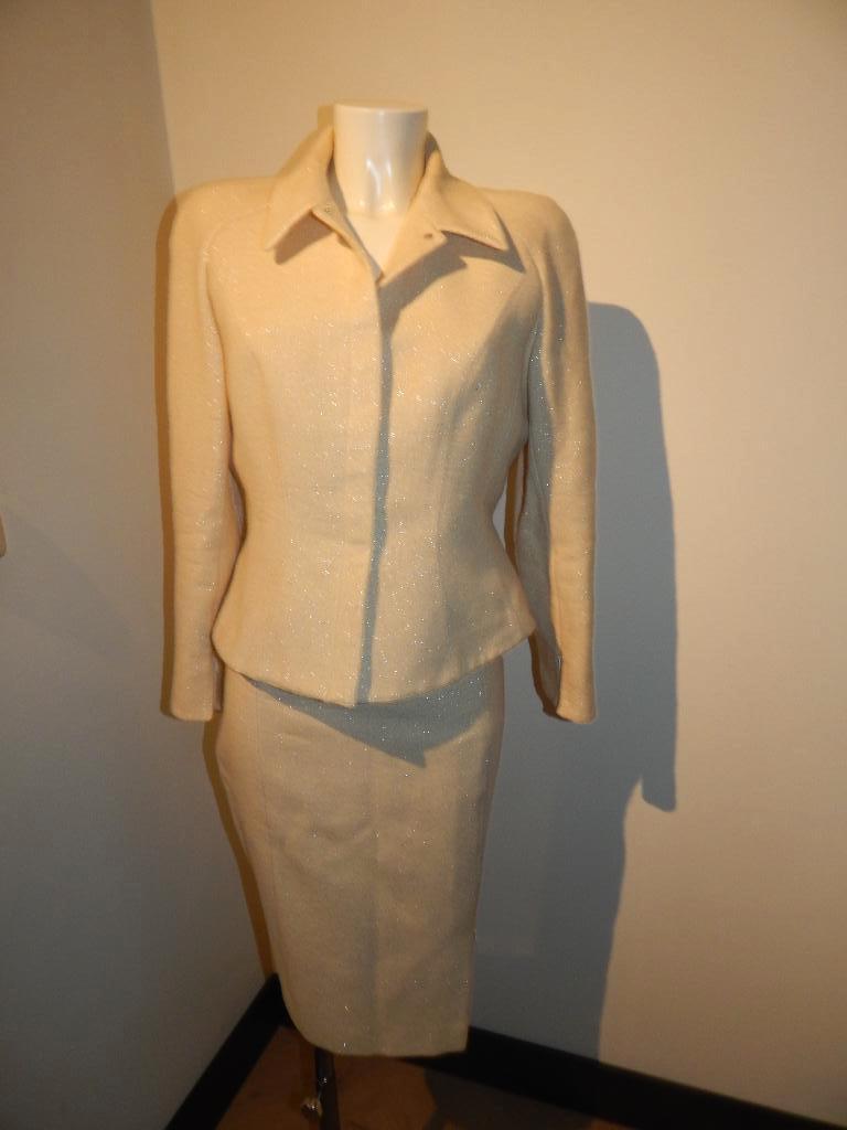 Thierry Mugler 2 delig pak room kleur zilver lurex vintage, Kleding | Dames, Maat 38/40 (M), Kostuum of Pak, Overige kleuren, Verzenden