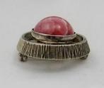 Modernistische zilveren broche met rhodochrosiet, 835 (4289), Ophalen, Zo goed als nieuw, Zilver, Zilver