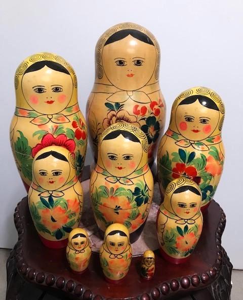 Matroesjka Russisch 9 delig Vintage 50's😍💑😎🎁😊👌😀, Antiek en Kunst, Kunst | Beelden en Houtsnijwerken, Ophalen of Verzenden