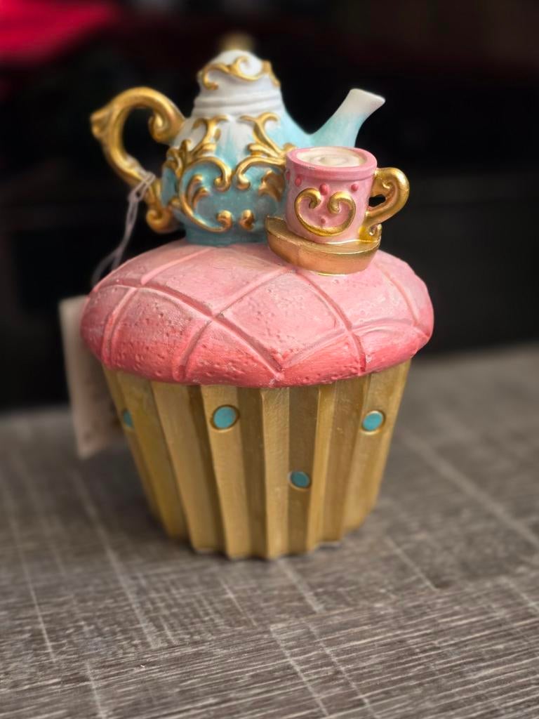 Cupcake theepot beeldje - decoratief en uniek!, Ophalen of Verzenden, Nieuw