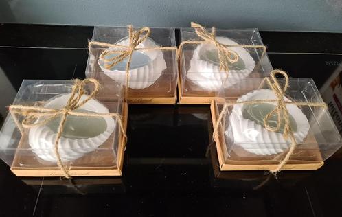 4 Riviera maison longbeach shell candle. Schelpkaarsen., Huis en Inrichting, Woonaccessoires | Kandelaars en Kaarsen, Nieuw, Kaars