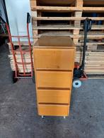 Oude school kast houten ladekast op wielen, Huis en Inrichting, Kasten | Ladekasten, Ophalen, Gebruikt, 50 tot 100 cm, Minder dan 100 cm